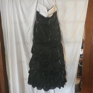 Jump Strapless Black and White Prom Dress